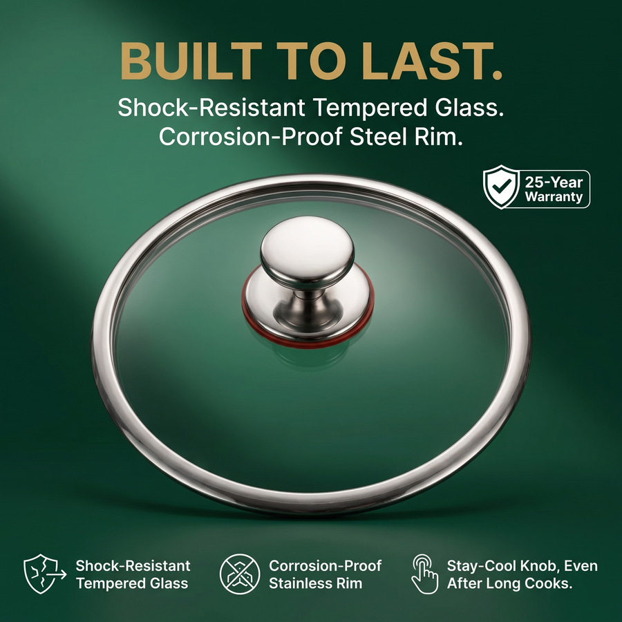 Premium Tempered Glass Lid.